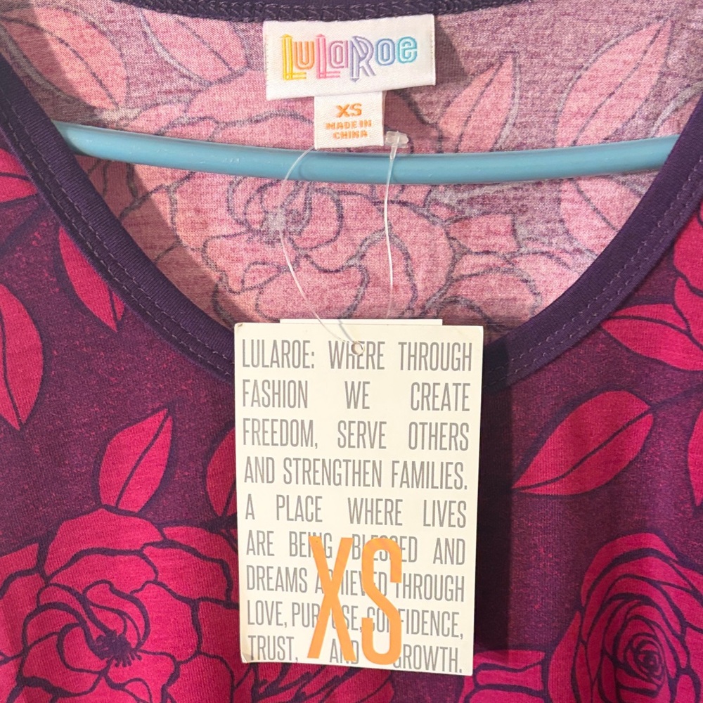 LuLaRoe Floral Tank Top - Deep Purple and Bright Pink - Picture 2 of 3